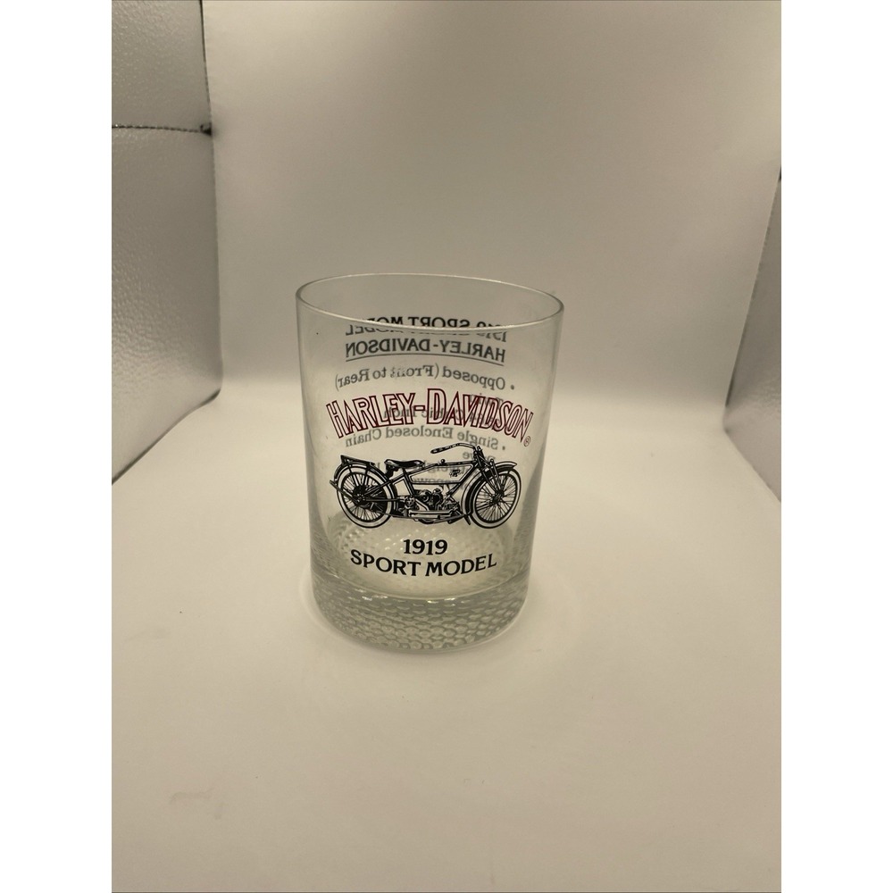 Harley Davidson Collection Cup Glass 1919 Sport Model Rocks Whiskey Tumbler‎